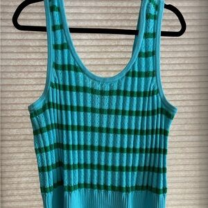 Talbots Blue and Green Striped Tank Top